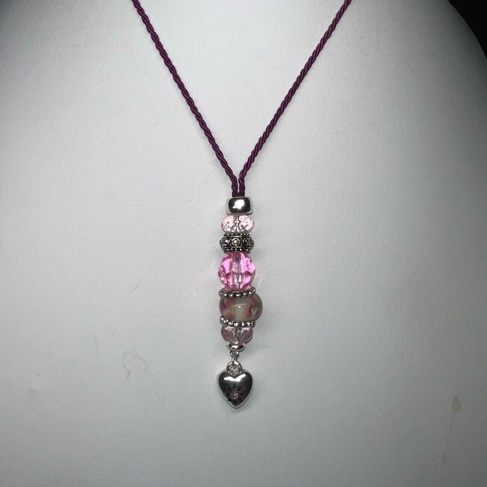 SAQ Art Glass Y Drop Pendant Rope Necklace